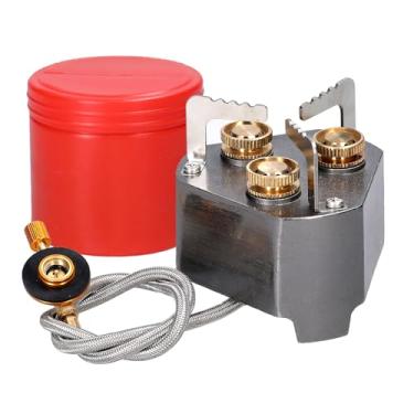 Imagem de Fogão portátil de acampamento de 3 núcleos 11800W fogão a gás de alta potência fogão para mochila com válvula ajustável para cozinhar ao ar livre, acampamento, piquenique, caminhada