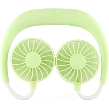 Imagem de AEWFRRV Ventilador portátil viva-voz faixa de pescoço mãos-livres pendurado USB recarregável ventilador duplo mini ar condicionado/ventilador refrigerador para sala estudante (cor: D) yubin1993 (cor: C)