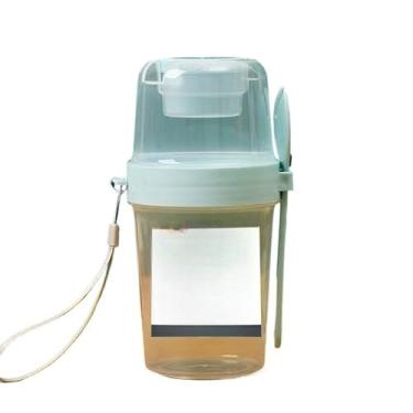 Imagem de Copo Para Salada De Dupla Camada Caixa Plástica Portátil Selada Frutas(Azul)