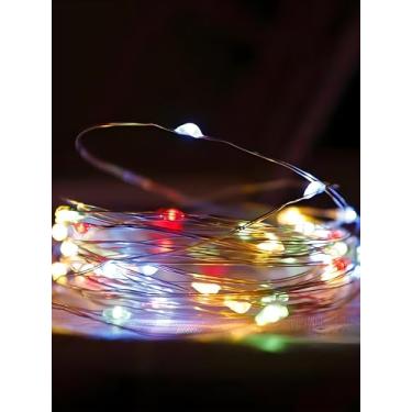 Imagem de 50 LEDs, fadas, estrelas, luzes de corda para decoração interna e externa, festas de casamento, festas de Natal, à prova d'água, operadas por bateria, várias cores
