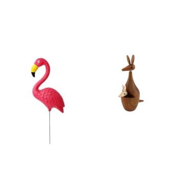 Imagem de Whtkoph Escultura de Flamingo para Jardim, Enfeite para Lembrancinha de Natal, Arte Decorativa para Pátio, Acessórios de Fadas, Decoração de Mesa