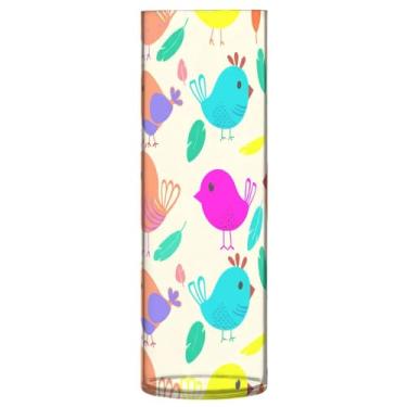 Imagem de CEBUGI Vaso cilíndrico de pássaros de desenho animado de 10 cm x 30 cm para flores, vaso transparente inquebrável para decoração de casa de festa de casamento