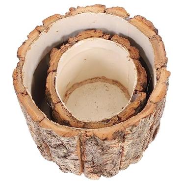 Imagem de LIOOBO Conjunto de vasos de flores de bétula, 2 peças, vaso de madeira para plantação de suculentas