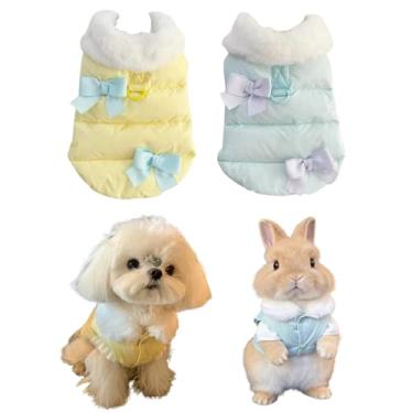 Imagem de 2 peças de roupas de coelho para animais de estimação, suéter de gravata borboleta, roupa de colete quente e confortável, adequada para coelhos, filhotes, gatinhos, porquinhos-da-índia, furões e
