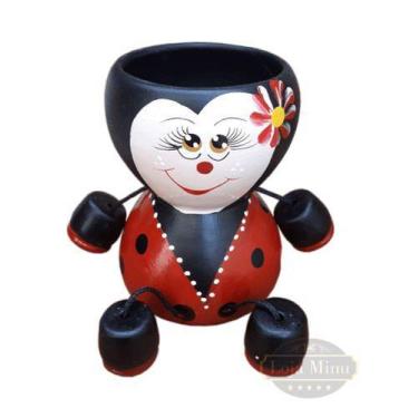 Imagem de Cachepot joaninha em cerâmica pintado a mão - GABRIELA