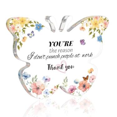 Imagem de Placa de Acrílico Borboleta, Lembrança Amizade Transparente Decoração para Mesa Escritório para Colegas Trabalho Mulheres Homens Presentes de Agradecimento