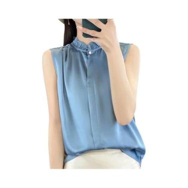 Imagem de Camisa Feminina Sem Mangas De Renda Francesa Versátil Profissional Est