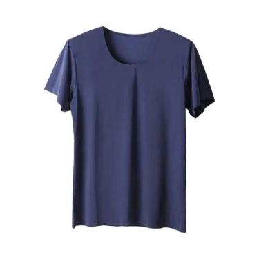 Imagem de Camiseta Masculina Slim Fit De Seda Gelada Sem Costura Branca 2 Peças 