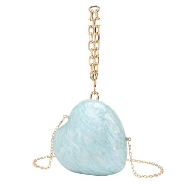 Imagem de ORKDFJ Bolsas femininas modernas de acrílico com corrente de ombro para telefone, Azul claro, One Size