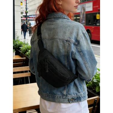 Imagem de Bolsa transversal, alça ajustável com vários compartimentos para homens e mulheres, bolsa tiracolo preta para viagem, treino, uso diário