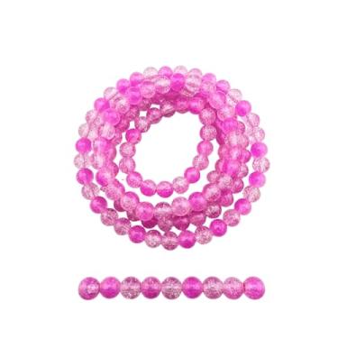 Imagem de DandS ltd Contas de vidro Crackle Lampwork para fabricação de joias, rosa, pulseiras vibrantes, colares, brincos, suprimentos de miçangas e kits de artesanato para joias artesanais, 80 peças de 10 mm