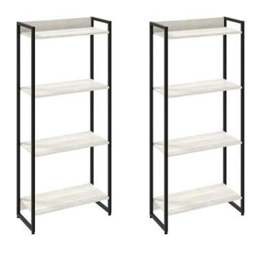 Imagem de Kit 2 Estantes Multiuso Escritório Industrial 4 Prateleiras Areta 145x