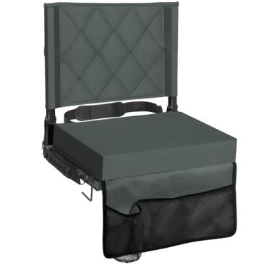 Imagem de Sheenive Assentos de estádio para arquibancadas com suporte para as costas, assentos de arquibancada com encosto e almofada ampla, cadeira de estádio acolchoada portátil dobrável com alça de ombro