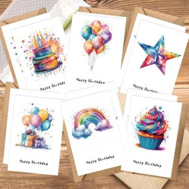 Imagem de Cartões De Aniversário Coloridos 12 Peças Com Envelopes Para Aniversár