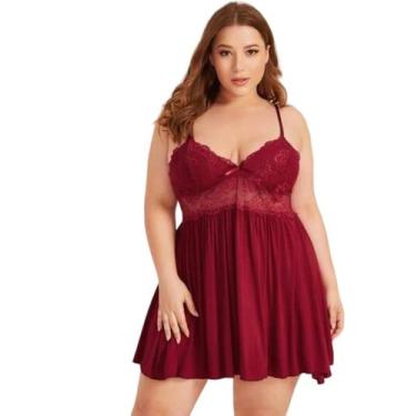 Imagem de Camisola Plus Size Sensual Sem Bojo Detalhe em Renda Lingerie Feminina