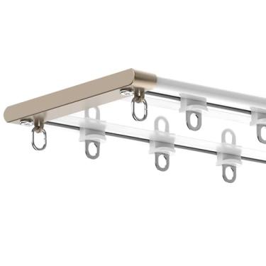 Imagem de Conjunto de trilhos de cortina de teto branco resistente de 2,5 m, sistema de liga de alumínio de trilho duplo para fácil instalação, ideal para tetos suspensos e divisórias de sala