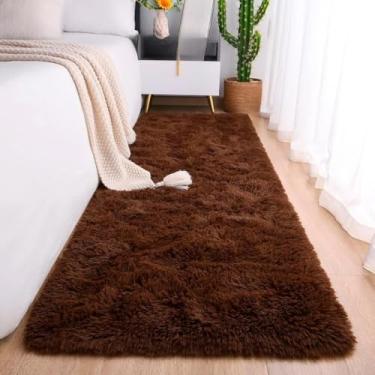 Imagem de Tapete Passadeira 2,00 x 0,60 Corredor Quarto Sala Beira de Cama Felpudo Peludo(Chocolate)