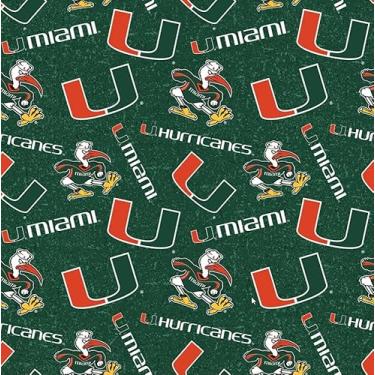 Imagem de Miami University Hurricanes Tom sobre Tom Tecido 100% algodão oficialmente licenciado pela Sykel Enterprises – 2 jardas pré-cortadas