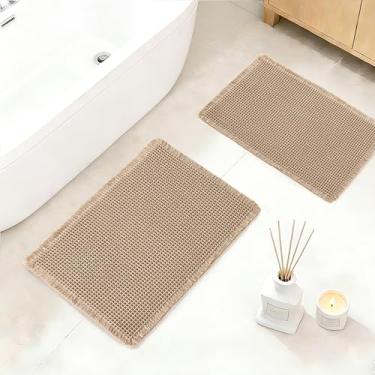 Imagem de DWCN Conjunto de tapetes de banheiro Waffle, super absorventes antiderrapantes para o chão do banheiro, tapetes de chuveiro, 2 peças para banheira, tapetes de cozinha laváveis para decoração de casa