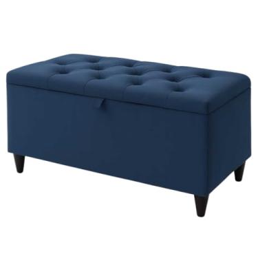 Imagem de PUFF VELUDO PÉ DE CAMA PORTA OBJETOS BRINQUEDOS SAPATOS CASA DECORAÇÃO (azul)