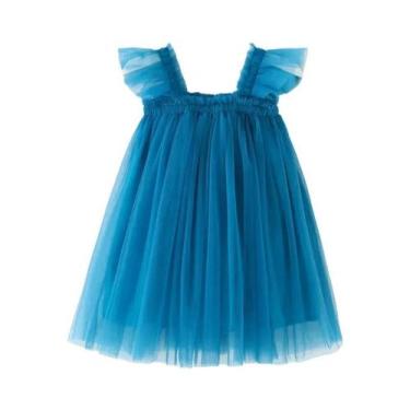 Imagem de Vestido De Verão Para Menina Sem Mangas Com Gola Quadrada Em Malha Pri