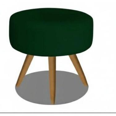 Imagem de Puff Redondo Pés Palito Verde Veludo - SMF DECOR