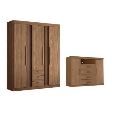 Imagem de Guarda Roupa +cômoda 2 Peças Qc317 Jatobá - Santos Andirá