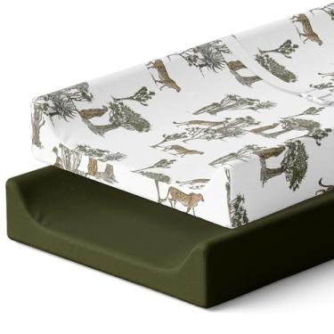 Imagem de Pobi Baby – Pacote com 2 capas para trocador de fraldas de qualidade premium – Mistura de algodão ultramacia, estampa animal elegante, segura e confortável para bebês (Safari)