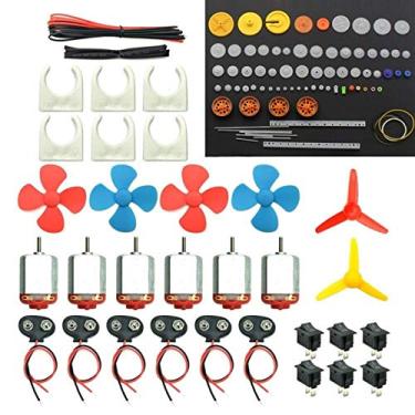 Imagem de DC Electronic Starter Kit de motores CC DIY, magnético forte, com engrenagens, conector de clipe de bateria, mini acionador de partida eletrônico de passatempo elétrico, peças de driver DIY