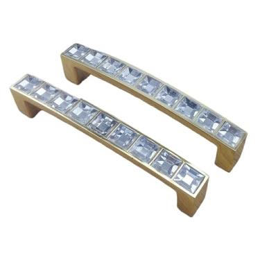 Imagem de CXYFQUUK Puxador de móveis ouro diamante cristal 96 mm puxadores de gaveta guarda-roupa armários de cozinha armário cômoda porta deslizante puxador push pull 2 peças