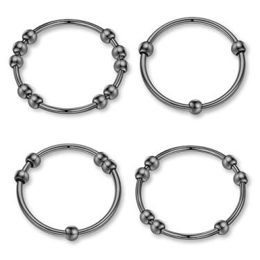 Imagem de Conjunto de 4 anéis giratórios de aço inoxidável para mulheres e homens, alívio de estresse, ansiedade, com miçangas, joias modernas, presentes para ela, tamanho 4-10#, 7#, Aço inoxidável, Sem pedra