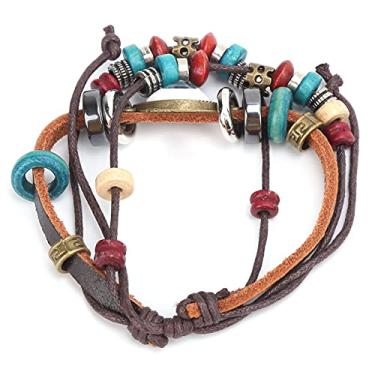 Imagem de Acouto Pulseira Tecida à Mão Com Contas de Olho Azul – Pulseira de Couro étnico Vintage, Amada e Especial