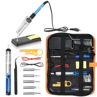 Imagem de Ferro de Solda, Ferro de Solda 60W, 110v, 220v, Kit de Eletrônicos, Estação de Solda, Ferramenta de Soldagem de Temperatura Ajustável de 60w, 5 Pontas de Solda, Bomba de Dessolda Sugador de Solda