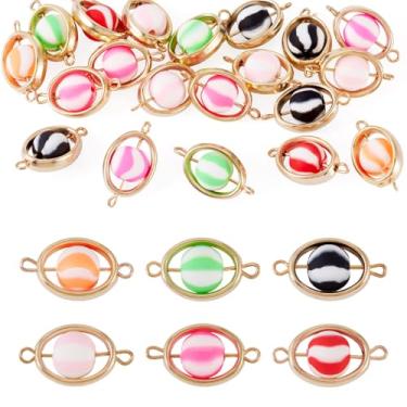 Imagem de Elecrelive 20 peças de berloques redondos de contas de argila, armação oval, elos, conector, berloques, contas de argila, kit de pulseira para colar, brincos, pulseira, chaveiro