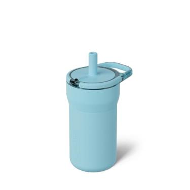 Imagem de BrüMate Leap Copo infantil 100% à prova de vazamento de 355 ml com alça e canudo macio de silicone | Manga de silicone durável resistente a quedas | Feito de aço inoxidável isolado | Compatível com