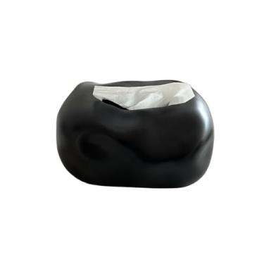 Imagem de Caixa de toalhas Caixa de lenços papel cerâmica criativa, decoração para casa, hotel, enfeites, guardanapo, dispensador facial Organizador para Home(Preto)