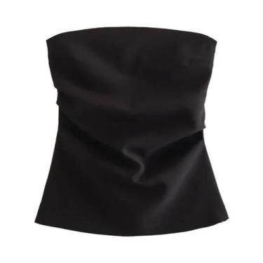 Imagem de Top Cropped Sem Mangas Com Costas Franzidas Para Mulheres, Verão, Ombr