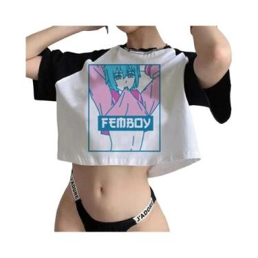 Imagem de 90s Femboy fairycore goth crop top Mulher manga gótica moda coreana ca