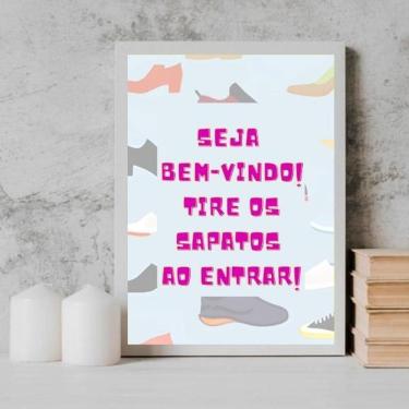 Imagem de Quadro Decorativo Tire Os Sapatos 24X18Cm - Com Vidro Branca