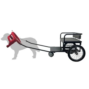 Imagem de Carrinho para cachorro puxar com assento macio de 66 cm de largura - Carrinho de puxar com roda de 40 cm e apoio para os pés Capacidade de peso de 150 kg vem com design envolvente, adequado para cães