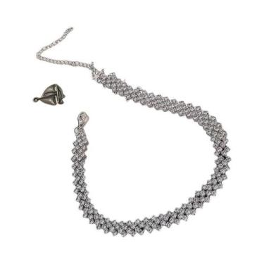 Imagem de Colares Choker De Moda Feminina Com Strass Em Rosa, Roxo E Dourado, Jo