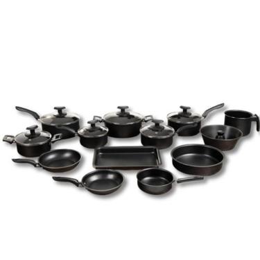 Imagem de Conjunto Panelas 13 Peças Teflon Antiaderente Preto - Alumínio Imperia