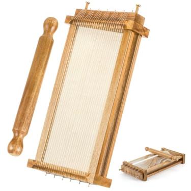 Imagem de SiliFine Cortador de chitarra de macarrão italiano com rolo de massa, ferramenta para fazer macarrão para espaguete, lasanha (cor de madeira, madeira de acácia)