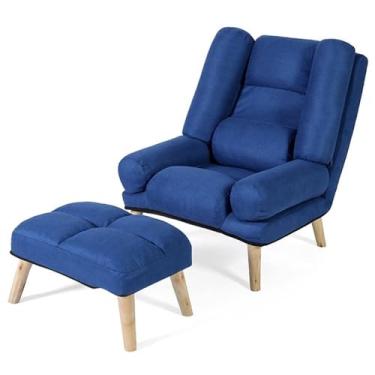 Imagem de Cadeira de sofá com apoio para os pés, poltrona reclinável e espreguiçadeira, moderna cadeira conversível 2 em 1, ângulo ajustável, design de descanso de braço de lazer, perfeita para uso doméstico ou