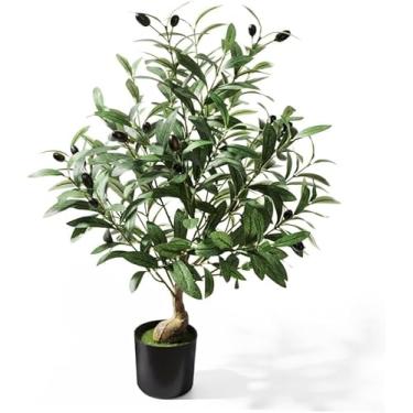 Imagem de Oliveiras artificiais para ambientes internos, oliveira sintética de 9 metros de altura com plantador ao ar livre, arbustos de plantas falsas com frutas realistas para decoração de escritório em casa