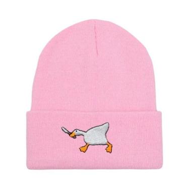 Imagem de Gorro De Inverno Unissex Tricotado Com Bordado De Ganso, Touca Quente 