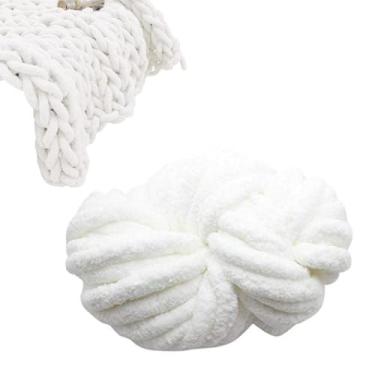 Imagem de Fio grosso para tricô à mão, fio de chenille volumoso super grosso, tecido de crochê de lã gigante, volumoso para tapetes, roupões de banho, camas para animais de estimação, decoração de casa,