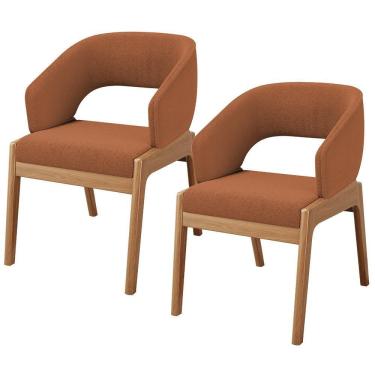 Imagem de Kit 02 Cadeiras De Jantar E Estar Living Estofada Lince L02 Bouclê Terracota