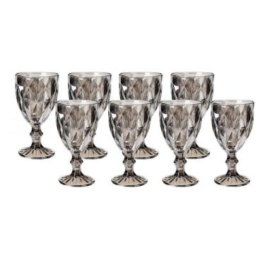 Imagem de Taça Diamond Cinza Vidro Metalizada 340ml Agua Vinho -8 unid - PRATICA