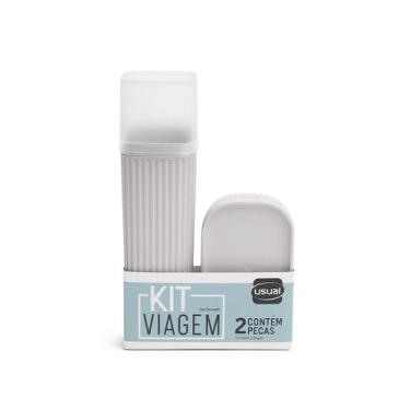 Imagem de Kit Viagem Usual 2 Peças com Saboneteira e Porta Escova - Coloridos, C